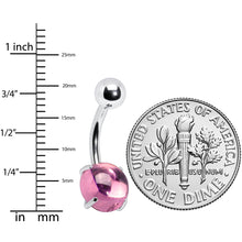 Load image into Gallery viewer, Pink CZ Gem Smooth Hemisphere Belly Ring