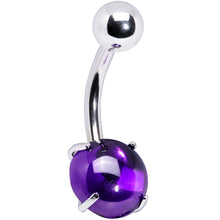Load image into Gallery viewer, Purple CZ Gem Smooth Hemisphere Belly Ring