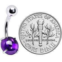Load image into Gallery viewer, Purple CZ Gem Smooth Hemisphere Belly Ring