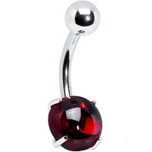 Load image into Gallery viewer, Red CZ Gem Smooth Hemisphere Belly Ring