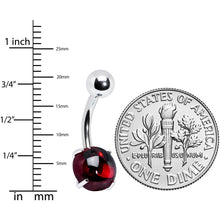 Load image into Gallery viewer, Red CZ Gem Smooth Hemisphere Belly Ring