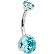 Load image into Gallery viewer, Aqua CZ Gem Grade 23 Titanium Internally Threaded Belly Ring