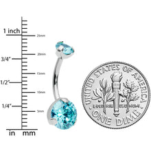 Load image into Gallery viewer, Aqua CZ Gem Grade 23 Titanium Internally Threaded Belly Ring
