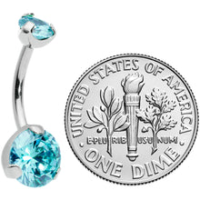 Load image into Gallery viewer, Aqua CZ Gem Grade 23 Titanium Internally Threaded Belly Ring