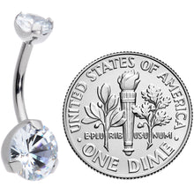 Load image into Gallery viewer, 3/8 Clear CZ Gem Grade 23 Titanium Internally Threaded Belly Ring