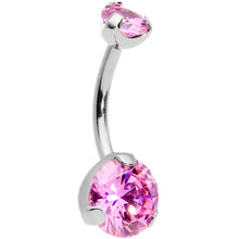 Load image into Gallery viewer, Pink CZ Gem Grade 23 Titanium Internally Threaded Belly Ring