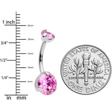 Load image into Gallery viewer, Pink CZ Gem Grade 23 Titanium Internally Threaded Belly Ring