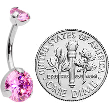 Load image into Gallery viewer, Pink CZ Gem Grade 23 Titanium Internally Threaded Belly Ring