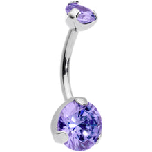 Load image into Gallery viewer, Purple CZ Gem Grade 23 Titanium Internally Threaded Belly Ring