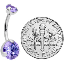 Load image into Gallery viewer, Purple CZ Gem Grade 23 Titanium Internally Threaded Belly Ring