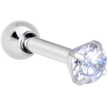 Load image into Gallery viewer, 16G 1/4 Clear CZ Gem G23 Titanium 3mm Cartilage Tragus Earring