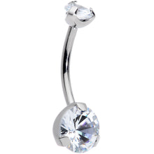 Load image into Gallery viewer, 1/2 Clear CZ Gem Grade 23 Titanium Internally Threaded Belly Ring