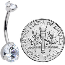 Load image into Gallery viewer, 1/2 Clear CZ Gem Grade 23 Titanium Internally Threaded Belly Ring