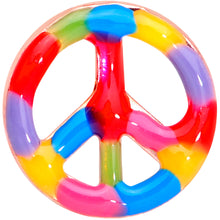 Load image into Gallery viewer, 18G 5/16 Rose Gold Tone Rainbow Peace Sign L Shaped Nose Ring