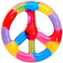 Load image into Gallery viewer, 22G 5/16 Rose Gold Tone Rainbow Peace Sign L Shaped Nose Ring