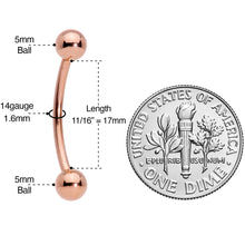 Load image into Gallery viewer, 14G 5/8 Rose Gold Tone Anodized Curved Barbell