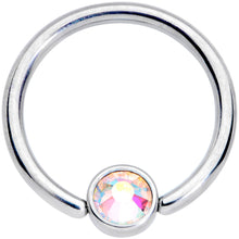 Load image into Gallery viewer, 16G 3/8 Aurora Gem 4mm Disc BCR Ball Closure Ring