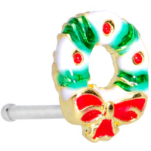 Load image into Gallery viewer, 20G 1/4 Holiday Wreath Christmas Nose Bone