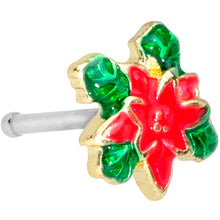 Load image into Gallery viewer, 20G 1/4 Holiday Poinsettia Christmas Nose Bone