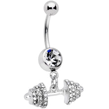Load image into Gallery viewer, Clear Gem Weightlifting Barbell Dangle Belly Ring