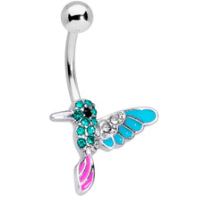 Load image into Gallery viewer, Clear Green Gem Summer Hummingbird Belly Ring