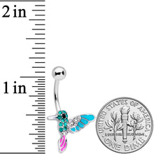 Load image into Gallery viewer, Clear Green Gem Summer Hummingbird Belly Ring