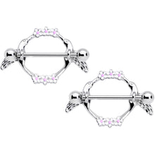 Load image into Gallery viewer, 14G 9/16 Pink White Flower Hummingbird Nipple Shield Set
