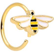 Load image into Gallery viewer, 20G 5/16 Gold Tone Black White Bee Nose Hoop