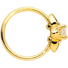 Load image into Gallery viewer, 20G 5/16 Clear CZ Gem Gold Tone Open Flower Nose Hoop