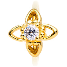 Load image into Gallery viewer, 20G 5/16 Clear CZ Gem Gold Tone Open Flower Nose Hoop