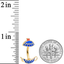 Load image into Gallery viewer, Gold Tone Blue Teapot Double Mount Belly Ring