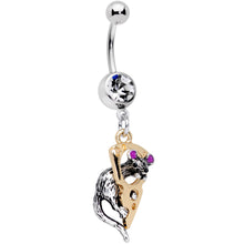 Load image into Gallery viewer, Clear Gem Mouse Gets Cheese Dangle Belly Ring