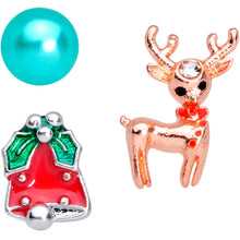 Load image into Gallery viewer, 16G 1/4 Rose Gold Tone Deco Christmas Cartilage Tragus Set of 3