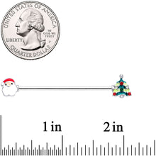 Load image into Gallery viewer, 14G Red Gem Santa Christmas Tree Industrial Barbell 38mm