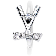 Load image into Gallery viewer, 20G 5/16 Clear CZ Gem Crossed Golf Clubs Nose Hoop