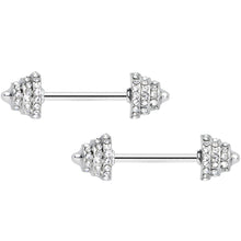 Load image into Gallery viewer, 14G 9/16 Clear Gem Weightlifting Barbell Nipple Ring Set