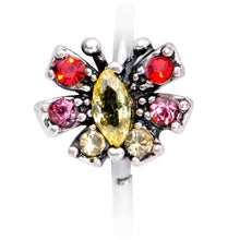 Load image into Gallery viewer, 20G 5/16 Red Yellow Gem Art Deco Butterfly Nose Hoop
