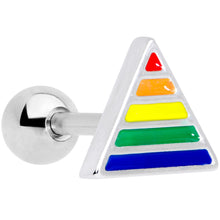 Load image into Gallery viewer, 16G 1/4 Rainbow Pride Triangle Cartilage Tragus Earring
