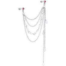 Load image into Gallery viewer, 16G 1/4 Pink Gem Multiple Dangle Cartilage Chain Earring