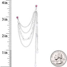 Load image into Gallery viewer, 16G 1/4 Pink Gem Multiple Dangle Cartilage Chain Earring