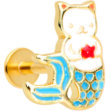 Load image into Gallery viewer, 16G 5/16 Gold Tone Blue White Mermaid Cat Labret Monroe Tragus