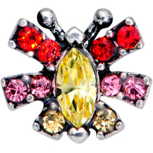 Load image into Gallery viewer, 16G 1/4 Red Yellow Gem Art Deco Butterfly Cartilage Tragus