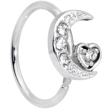 Load image into Gallery viewer, 20G 5/16 Clear CZ Gem Moon Heart Nose Hoop