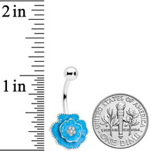 Load image into Gallery viewer, Clear Gem Aqua Rose Reversible Belly Ring