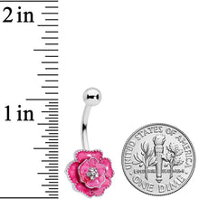 Load image into Gallery viewer, Clear Gem Pink Rose Reversible Belly Ring