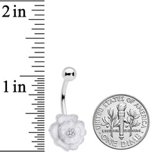 Load image into Gallery viewer, Clear Gem White Rose Reversible Belly Ring