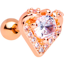 Load image into Gallery viewer, 16G 1/4 Clear CZ Gem Rose Gold Tone Valentine Cartilage Tragus