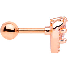 Load image into Gallery viewer, 16G 1/4 Clear CZ Gem Rose Gold Tone Valentine Cartilage Tragus