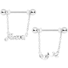 Load image into Gallery viewer, 14G 1/2 Love Forever Chain Dangle Nipple Ring Set