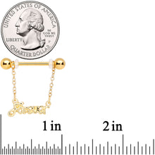 Load image into Gallery viewer, 14G 1/2 Gold Tone Love Forever Chain Dangle Nipple Ring Set